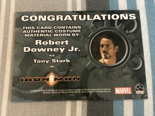 Iron Man Movie Costume Card Tony Stark 2