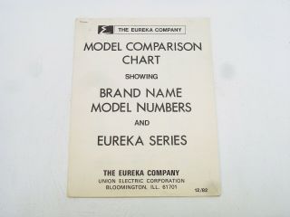 Vintage Eureka Vacuum Cleaner Model Comparison Chart