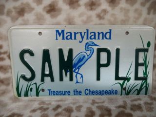 Maryland State " Treasure The Chesapeake Sample License Plate -