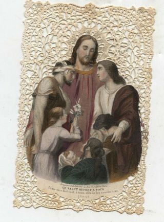 1858 Jesus Easter Filigree Lace French Prayer Card - Bouasse - Lebel,  Color Graphic