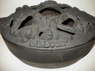 L L Bean Black Cast Iron Wood Stove Steamer Humidifier /leaves & Pine Cone Motif