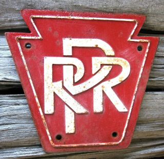 Cast Iron Pennsylvania Railroad Prr Keystone Train Sign Plaque