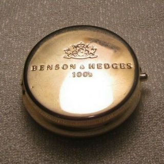 Vintage Benson & Hedges 100s Gold Tone Metal Travel Flip Top Ash Tray
