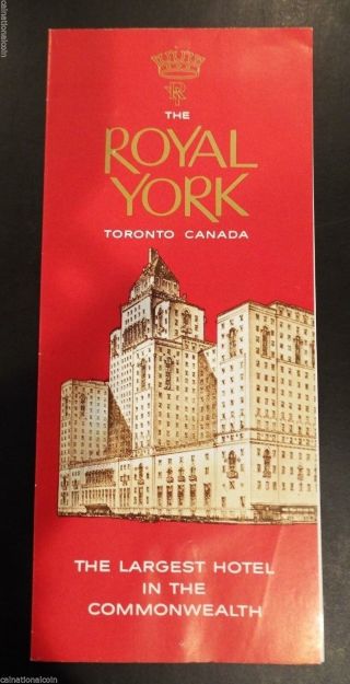 The Royal York Hotel Toronto,  Canada Tourist Brochure 1965