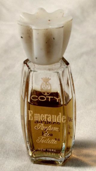 Coty Emeraude Sample.  25oz Vintage Box Perfume Bottle Glass Plastic Cap 1950s - 60