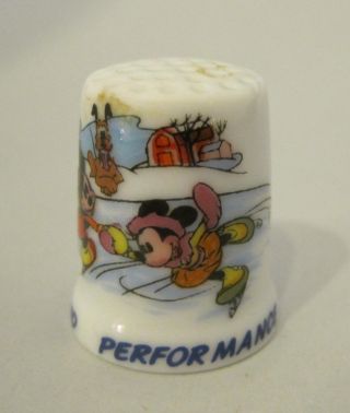 Older Thimble 1984 Disney Mickey Minnie Mouse Skating Command Perform 2st Ed M11