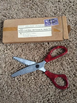 Vintage Antelope Pinking Shears Bakelite Handles Box Scissors