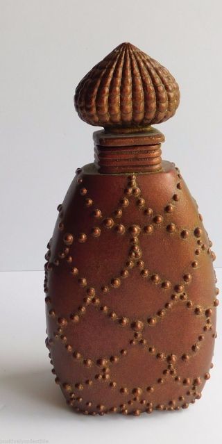 Vintage Art Deco Brown Arabian Genie Perfume Bottle Large Heavy Pottery 8 "