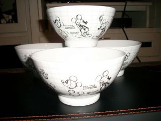 Disney Sketchbook Mickey Mouse Cereal Bowls Set/6 Rare Collect Fine China