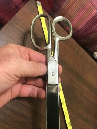 Vintage HOT DROP FORGED STEEL Scissors ITALY,  13 1/2” LONG Dressmaker Shears 4