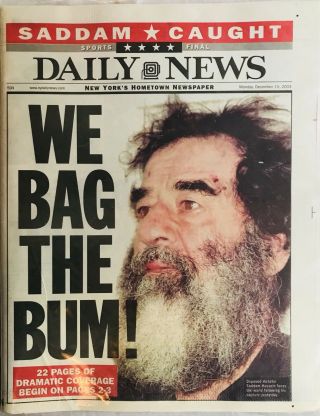 Dec 15,  2003 Ny Daily News Saddam Hussein Captured & Unread