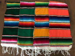 Decorative Hand Woven Mexican Serape Saltillo Blanket - Table Runner 33 " X 14.  5 "