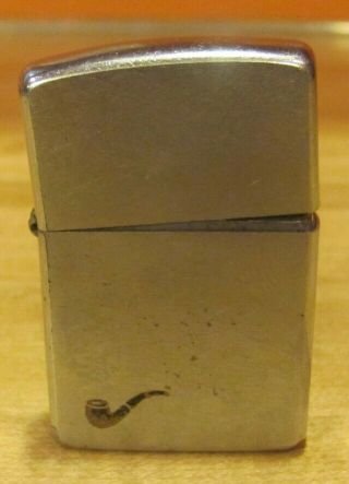 Vintage Brushed Chrome Pipe Zippo Cigarette Lighter.  With Pipe Logo