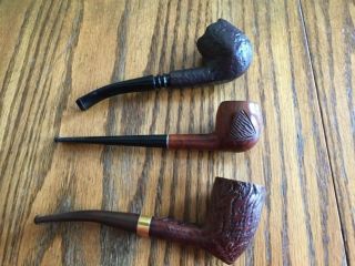 3 Vintage Tobacco Pipes Medico Rogue,  Kaywoodie Relief,  Grabow Duke Briar Bent