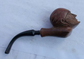 Rare Vintage Estate Tobacco Pipe Briar Hand Carved Figural Pirate Face Head Look