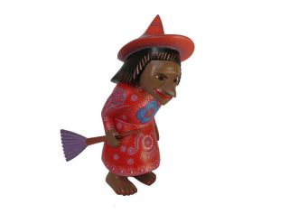 BAREFOOT WITCH Figurine - Collectible,  Oaxacan Wood Carving By Ana Xuana.  Signed 2