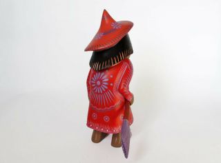 BAREFOOT WITCH Figurine - Collectible,  Oaxacan Wood Carving By Ana Xuana.  Signed 5