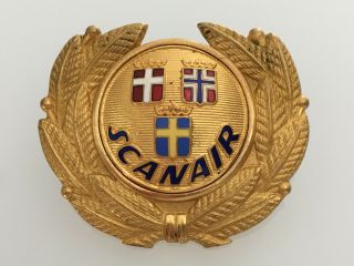 Scanair Airlines Sas Scandinavian Stewardess Cabin Crew Uniform Hat Wing Badge
