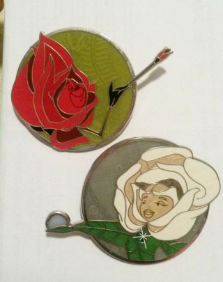Disney Alice In Wonderland Red And White Rose Fantasy Profile Pin Set