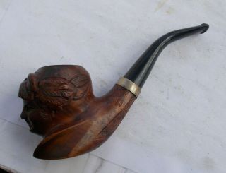 Rare Vintage Estate Tobacco Pipe Chanie Hand Carved Figural Lady 