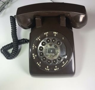 Vintage Chocolate Brown Rotary Desk Telephone Hc Lippincott Industries Gte