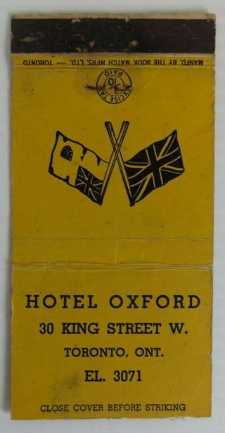 Vintage Hotel Oxford Toronto Matchbook Cover (inv24226)