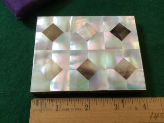 VINTAGE MOTHER OF PEARL AND ABALONE CIGARETTE CASE WITH POUCH 2