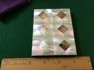 VINTAGE MOTHER OF PEARL AND ABALONE CIGARETTE CASE WITH POUCH 3