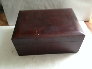 Antique Wood Cigar Humidor Milk White Glass Lining Box