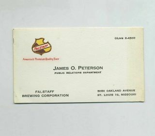 Vintage Adv Business Card Falstaff Beer Brewery St Louis Mo J.  O.  Peterson Wz5410