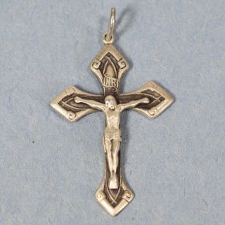 Vintage Sterling Silver Religious Crucifix Cross Pendant - - 1220