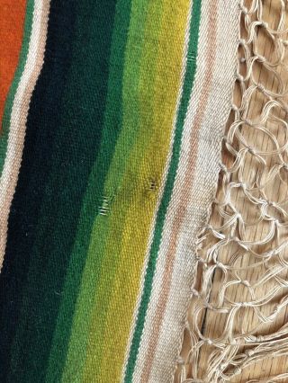 Vintage Mexican Saltillo Serape Blanket Fine Weave 36” X 77” 4