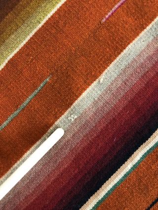 Vintage Mexican Saltillo Serape Blanket Fine Weave 36” X 77” 5