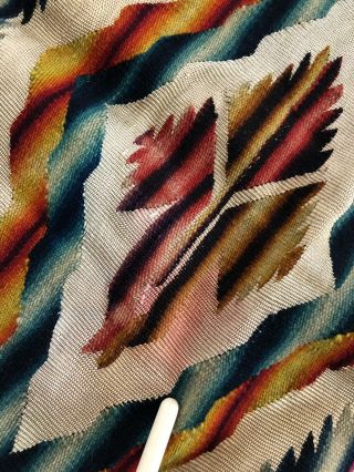 Vintage Mexican Saltillo Serape Blanket Fine Weave 36” X 77” 6