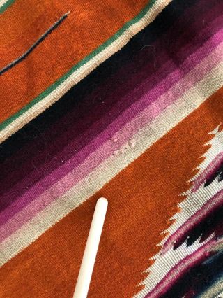 Vintage Mexican Saltillo Serape Blanket Fine Weave 36” X 77” 7