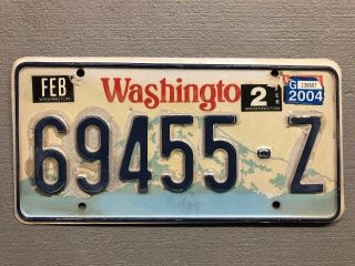 Vintage Washington License Plate Evergreen State 69455 - Z 2004 Sticker