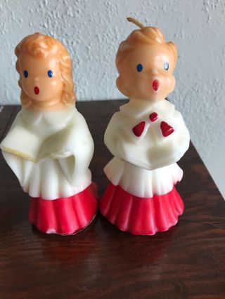 2 Vintage 5 " Gurley Christmas Candles Choir Boy Girl /