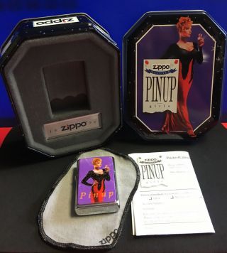 Nib 1996 Collectible Of The Year Zippo Pinup Girls Cigarette Lighter In Tin