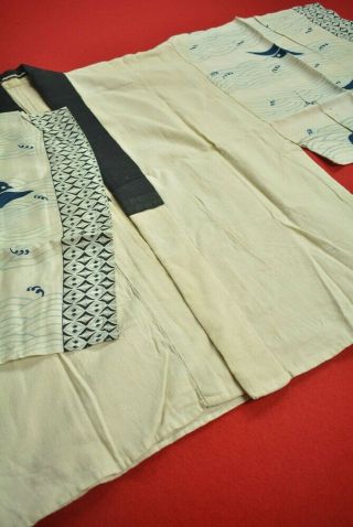 Xy79/300 Vintage Japanese Kimono Cotton Antique Boro Juban Kusakizome