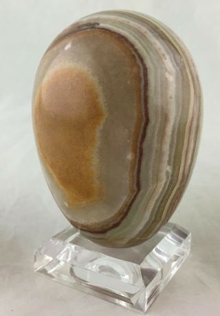 Stone Agate Egg On Lucite Stand