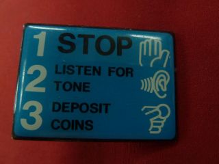 Vintage Blue Stop 123 Sign Western Electric Gte Payphone Pay Phone At&t Bell