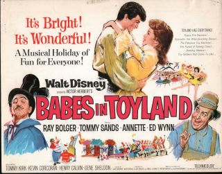 Babes In Toyland 1961 Disney Movie Poster Tommy Sands/annette Funicello