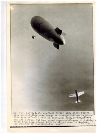 1941 Dirigible Zeppelin Airship 3rd Barrage Balloon Squadron Army Photo Print