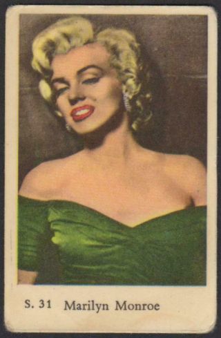 Marilyn Monroe - 1957 Vintage Swedish S Set Movie Star Gum Card S.  31