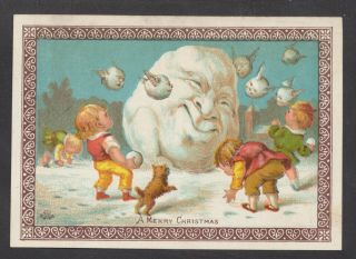 C6331 Victorian Goodall Xmas Card: Children & Anthropomorphic Snowballs