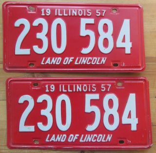 Illinois 1957 License Plate Pair - Quality 230 584