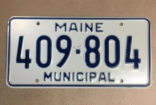 1990’s Maine Municipal License Plate 409 804