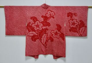 Japanese Kimono Silk Haori / Full Shibori / Lily / Silk Rinzu Fabric /493