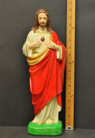 Vintage 16 " Sacred Heart Jesus Christ Ceramic Statue Sculpture Catholic
