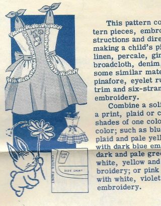 Vintage Mail Order Pinafore Dress Sewing Pattern,  Size 2 Toddler Child,  1950s
